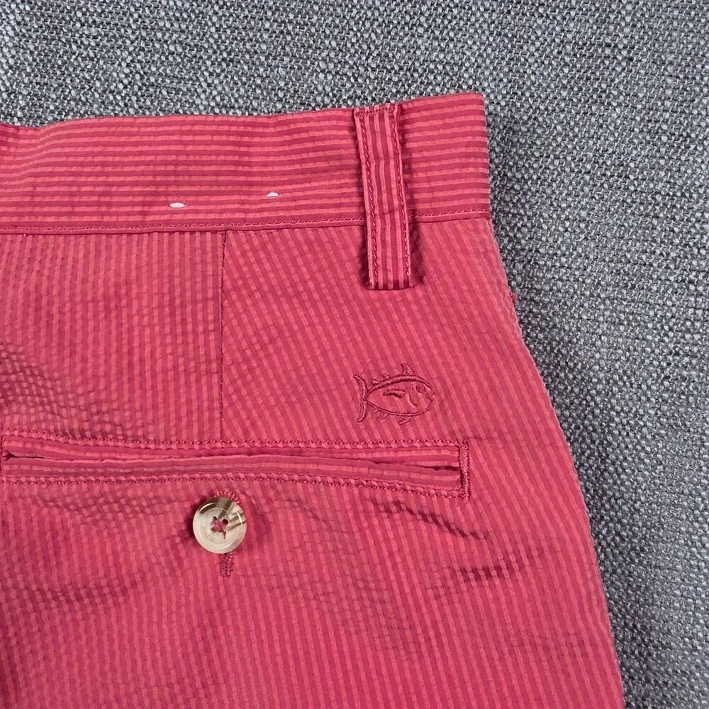Southern Tide Shorts Mens 30 Pink Red Seasucker Striped Coastal Casual Golf